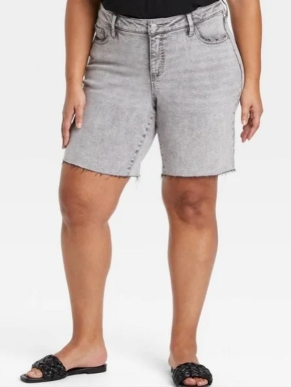 Ava & Viv Light Gray Denim Bermuda Shorts
